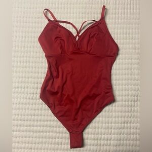 Elegant Red Strappy Bodysuit